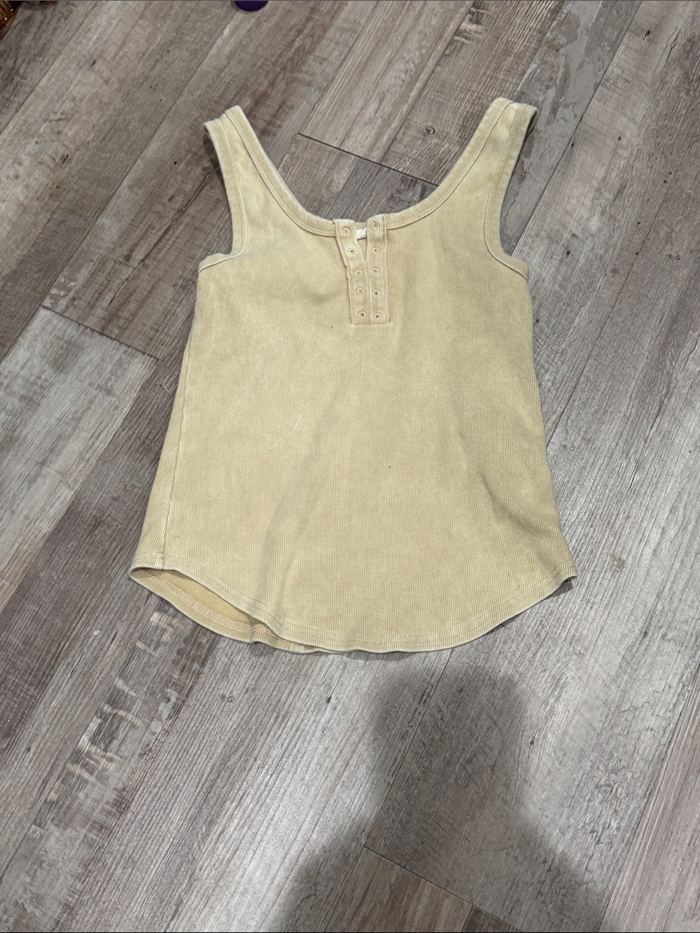 Sleeveless Henley Tank Top in Light Beige